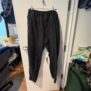 Folk Clothing linen / cotton blend black drawstring pants, L, made in Portugal